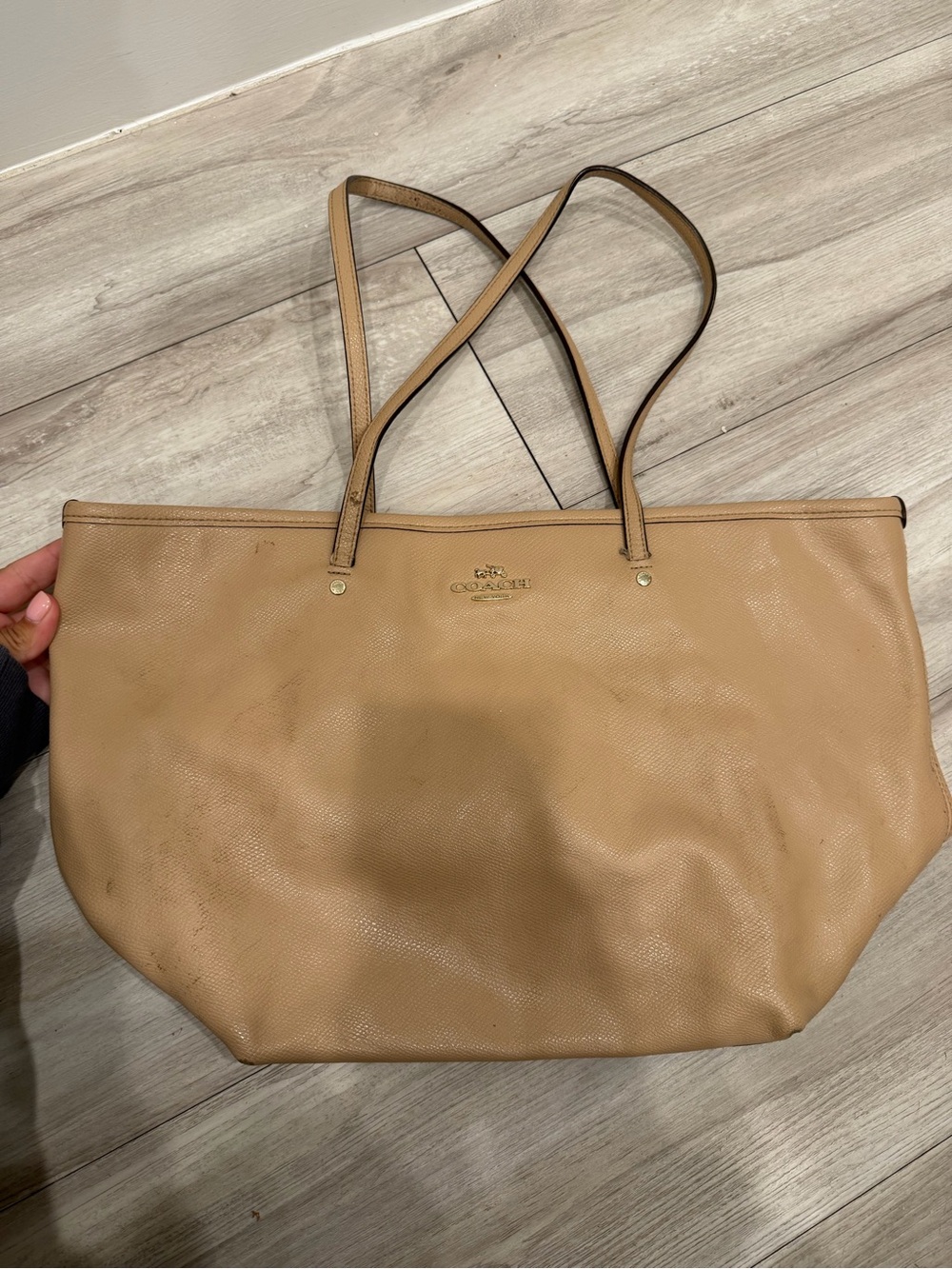 Coach Beige/Tan Leather Tote with Double Straps